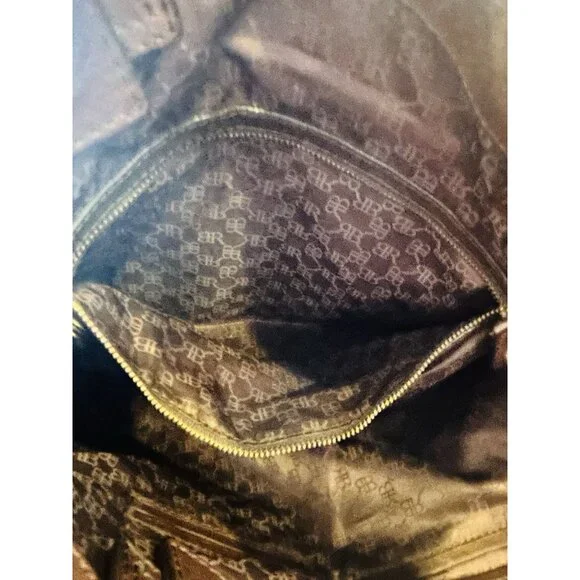 Banana Republic Brown Leather Bucket Tote Shoulder Bag Hobo Brass - Picture 10 of 15